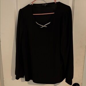 Elegant Black Blouse with Stylish Neckline